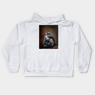 De Brazza's Monkey Babysitting Kids Hoodie